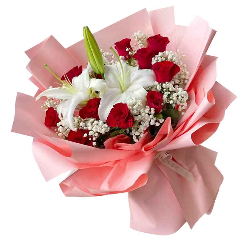 11朵红玫瑰百合，爱在心中燃烧