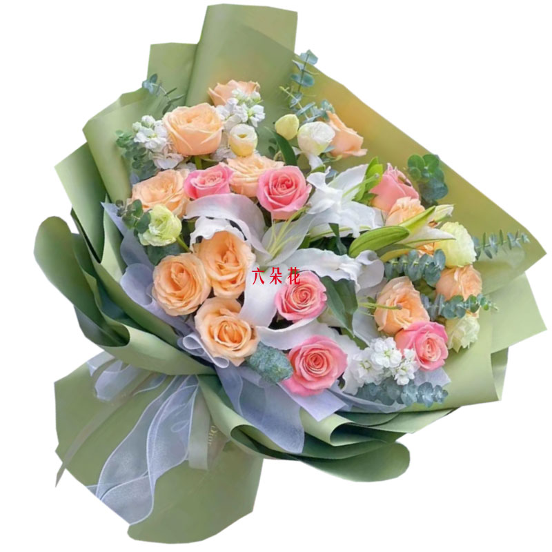 18朵玫瑰混搭百合，给你无尽的温暖