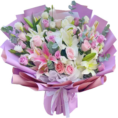 20朵玫瑰混搭百合，爱情浪漫幸福